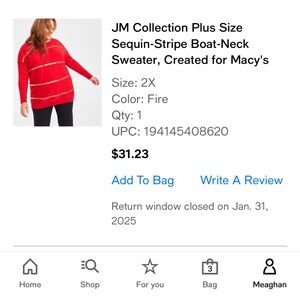 JM Collection Fire Red Sequin Boat-Neck Sweater